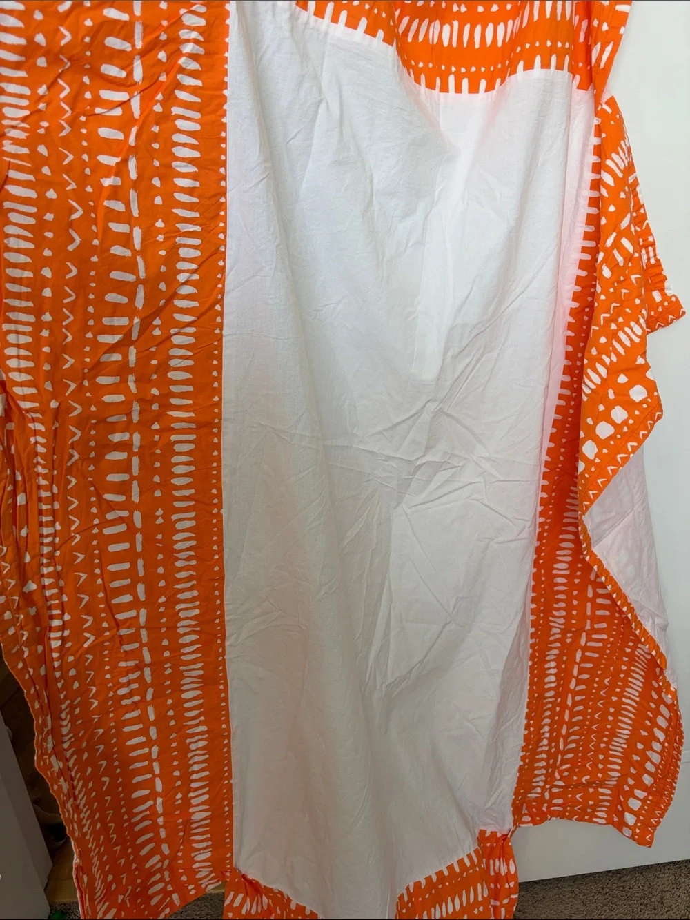 Crate & Barrel Land of Nod Crib Skirt Cotton Excursion Tribal Orange Print